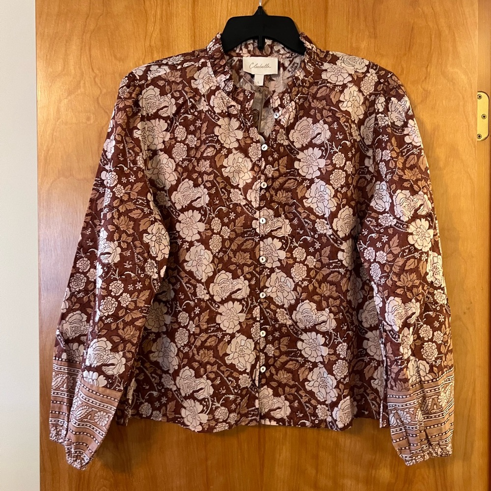 CLEOBELLA Nasir Button Up Shirt Floral Top Organic Cotton Blouse NWT Large - Picture 6 of 14